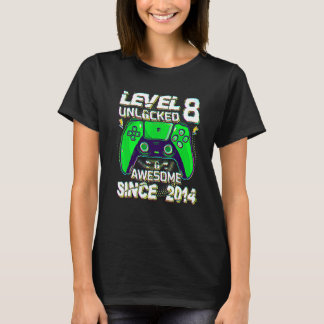 8 Year Old Boy Level 8 Unlocked Awesome 2014 Birth Tシャツ