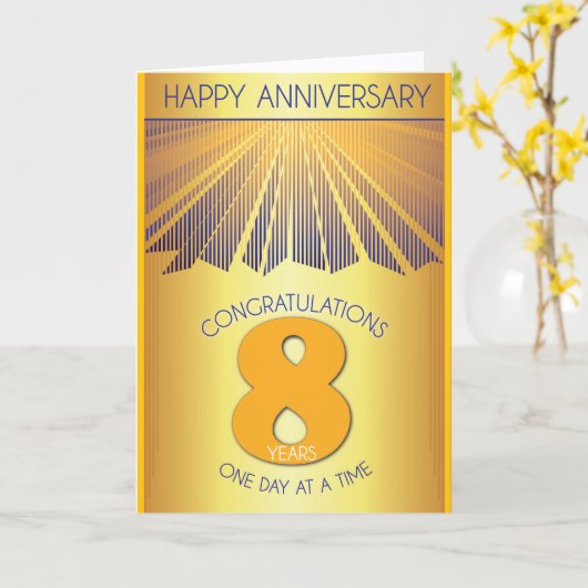 8 Year Sober Anniversary | Golden Ray 12 Step  カード (黄色い花)