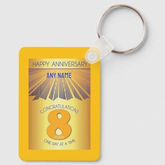 8 Year Sober Anniversary | Golden Ray 12 Step キーホルダー (裏面)
