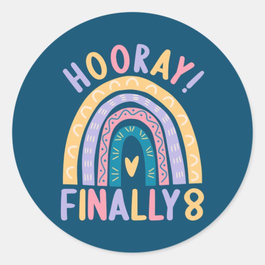 8 Years old 8 birthday outfit Boy girl Rainbow  ラウンドシール (正面)