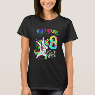 8 Years Old 8th Birthday Tie Dye Unicorn Dabbing P Tシャツ