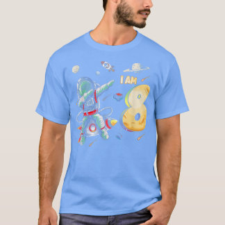 8 Years Old Birthday Boy Astronaut Space 8th Birth Tシャツ