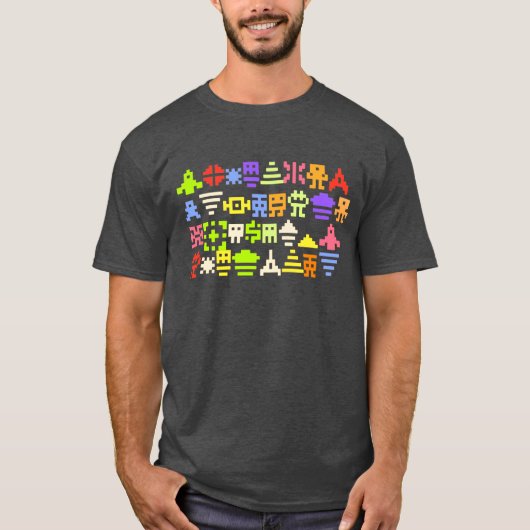 8bitクラシックなアーケードピクセルワイシャツ tシャツ (正面)