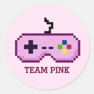 8bitゲーマーの性はチームピンクのステッカーを明らかにします ラウンドシール