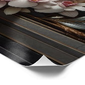 8K滝クローズアップ：光沢のある岩、蘭 ポスター (コーナー)