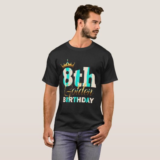8thゴールデン誕生日エージクラウン8歳おもしろいB D Tシャツ (正面フル)