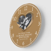 8thブロンズ結婚ズ記念写真ハート ラージ壁時計 (傾斜)