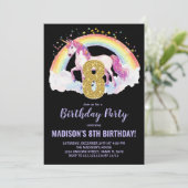 8thレインボーユニコーン誕生日招待状 招待状 (スタンド正面)