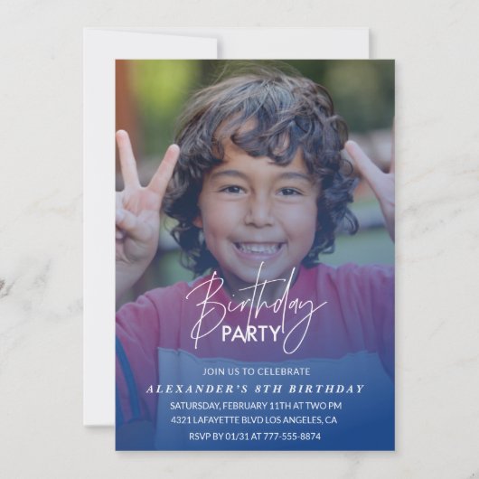 8th誕生日の招待パーティー誕生日パーティフォトボーイ 招待状