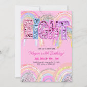 8th誕生日招待状ガール編集可能レインボーセク 招待状 (正面)