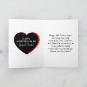 8th Anniversary Card–Pearl, Wine Glasses & Hearts カード (内部)
