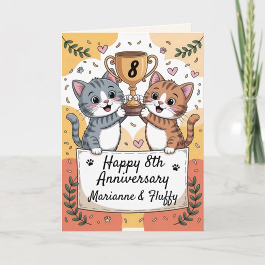 8th Anniversary Wedding cats カード (正面)