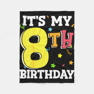 8th birthday 8 eight happy birthday boy or girls フリースブランケット