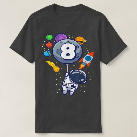 8th birthday astronaut 8th birthday 8 year old boy tシャツ (デザイン正面)