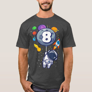8th birthday astronaut 8th birthday 8 year old boy tシャツ