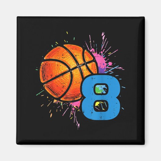 8th Birthday Basketball 8 Year Old Bday Srts Boys  マグネット (正面)