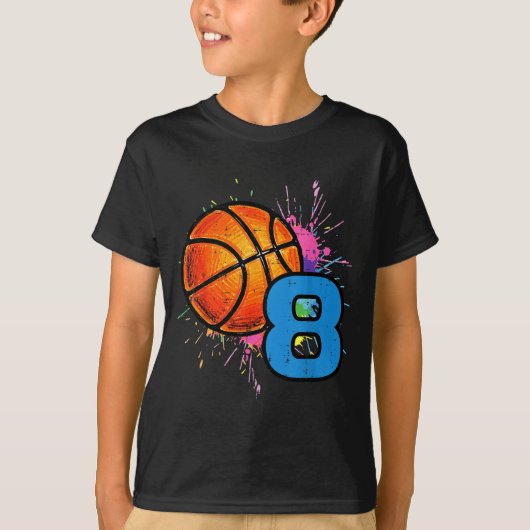 8th Birthday Basketball 8 Year Old Bday Srts Boys  Tシャツ (正面)