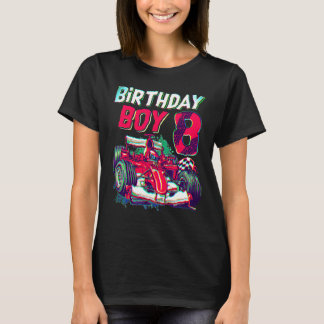 8th Birthday Boy Racing Car 8 Years Old Kids Tシャツ