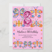 8th Birthday Butterfly 招待状 (正面)