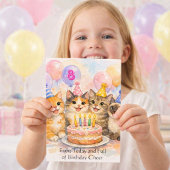 8th Birthday Card for Girls That Love Cats カード