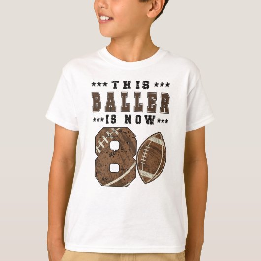 8th Birthday Gift Football Player 8 Year Old Boy Tシャツ (正面)
