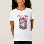 8th Birthday Girl Hot Pink & leopard print Tシャツ<br><div class="desc">A cute design for girl</div>