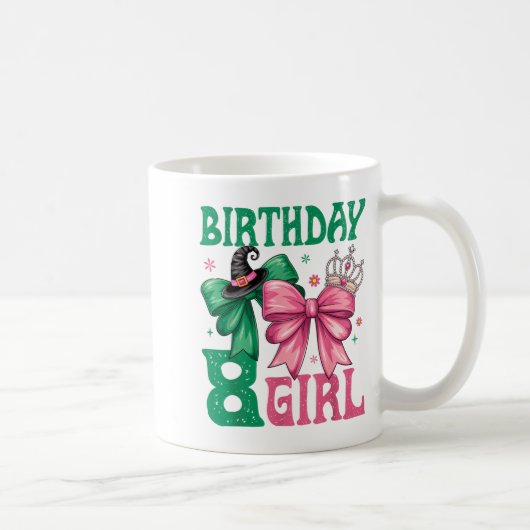 8th Birthday Girl Witch Nk Green 8 Year Old Birthd コーヒーマグカップ (右)