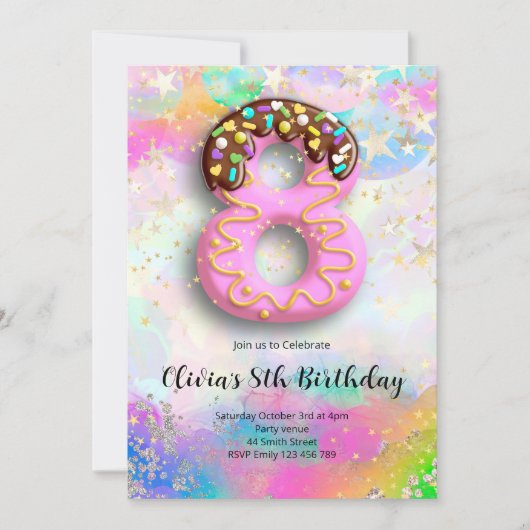 8th Birthday Girls Invitation 招待状 (正面)