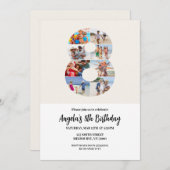 8th Birthday Invitation Minimalist - Number 8 招待状 (正面/裏面)