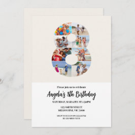 8th Birthday Invitation Minimalist - Number 8 招待状