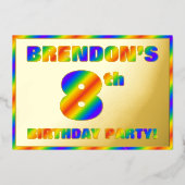 8th Birthday Party —おもしろい, Rainbow Spectrum "8" 箔招待状 (正面)