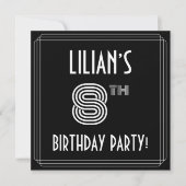 8th Birthday Party:アールデコスタイル(名前をカスタムする付) 招待状 (正面)