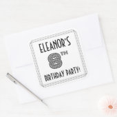8th Birthday Party:アールデコスタイル+名前をカスタムする スクエアシール (封筒)