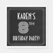 8th Birthday Party:アールデコスタイル+名前をカスタムする スタンダードランチョンナプキン (正面)