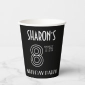 8th Birthday Party:アールデコスタイル+名前をカスタムする 紙コップ (正面)