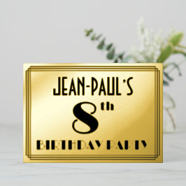 8th Birthday Party —アールデコ検索「8」 +名前 箔招待状