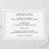 8th Birthday Party:アールデコ「8」と「名前」 箔招待状 (裏面)