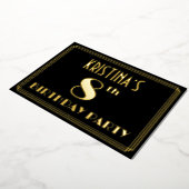 8th Birthday Party:アールデコ「8」、名前つき 箔招待状 (回転した状態)