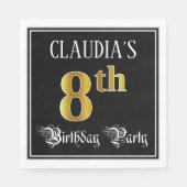 8th Birthday Party – スクリプファンシート、フェイク金ゴールド・ルック スタンダードランチョンナプキン (正面)