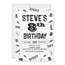 8th Birthday Party Number招待状テンプレート