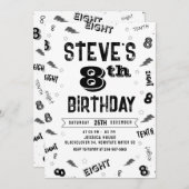 8th Birthday Party Number招待状テンプレート 招待状 (正面/裏面)