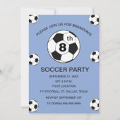 8th Birthday Party Soccer Blue Boys Sports 招待状 (正面)