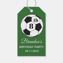 8th Birthday Party Soccer Green Boys Sports ギフトタグ