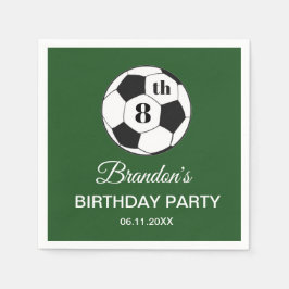8th Birthday Party Soccer Green Boys Sports スタンダードカクテルナプキン