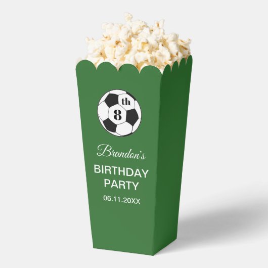 8th Birthday Party Soccer Green Boys Sports フェイバーボックス (はじけた状態)