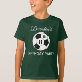 8th Birthday Party Soccer Green Boys Sports Tシャツ