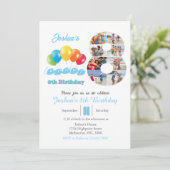 8th birthday photo collage number 8男の子 招待状 (スタンド正面)