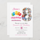 8th birthday photo collage number 8 Girl  招待状 (正面/裏面)