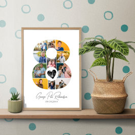 8th Birthday Photo Collage Poster Keepsake ポスター