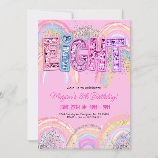 8th Birthday Rainbow Invitation 招待状 (正面)
